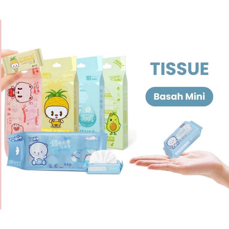 [Store.1234] Tisu Basah Mini Travel/ Tissue Basah Travel 8 Sheets 1 Bungkus / Tisu Travel.