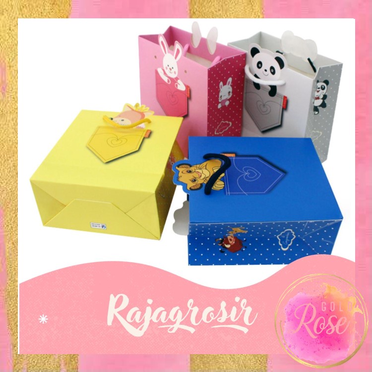 

ℛ - 6051 Paper Bag Ulang Tahun / Paper Bag Motif Animal / Goodie Bag Ulang Tahun Animal Series / Paper Bag Karakter Lucu