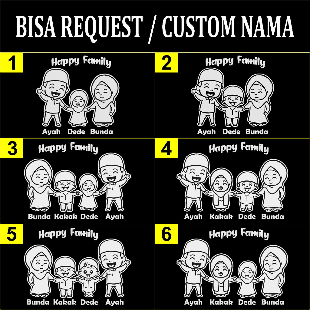 STICKER FAMILY MUSLIM CUTE, STICKER HAPPY FAMILY STICKER MOBIL
