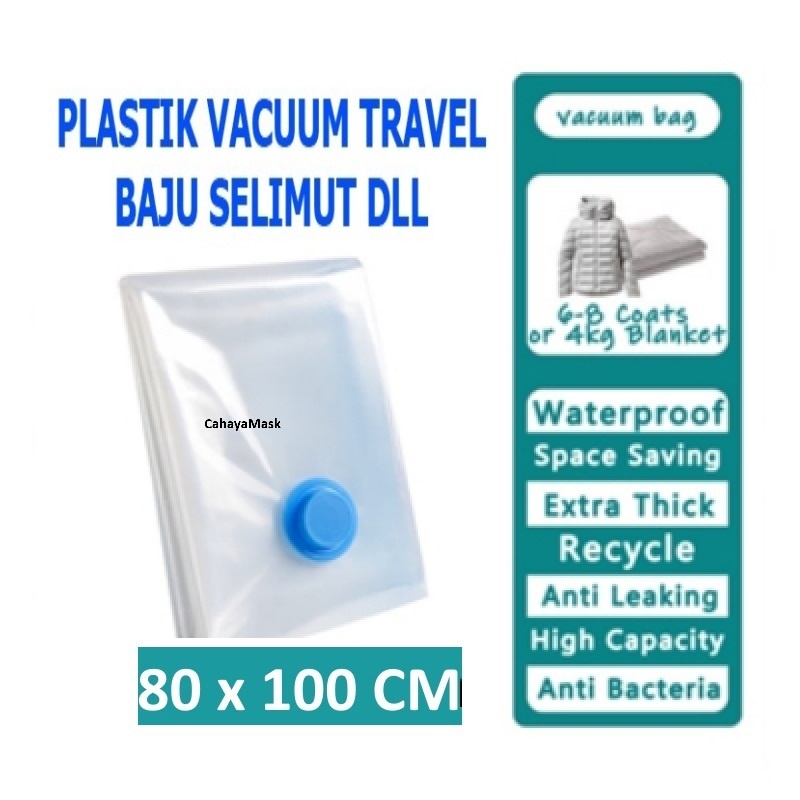 Plastik Vacuum Baju Vakum Plastik Vacum Bag Travel Pakaian 80x100 CM