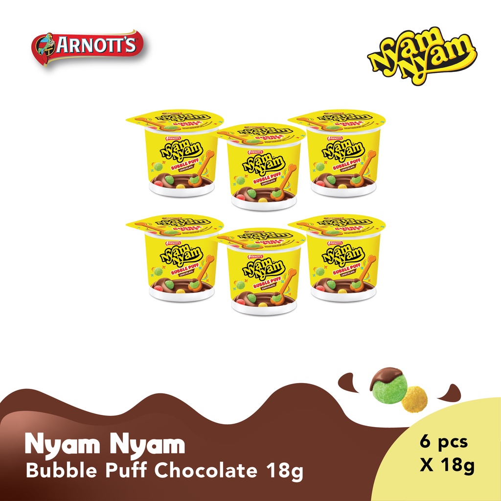 

Arnott's Nyam-Nyam Bubble Puff Chocolate 18 gr x 6