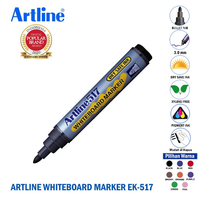 

Artline Spidol WhiteBoard Marker DRY SAFE EK-517 - Artline EK-517 Spidol Papan Tulis 2.0MM