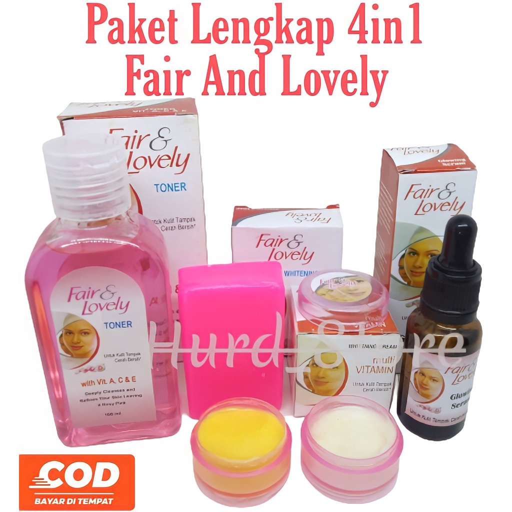 HM Paket 4in1 Fair And Lovely Paket Glowing Asli - Toner Fair And Lovely - Sabun Batang Fair And Lov