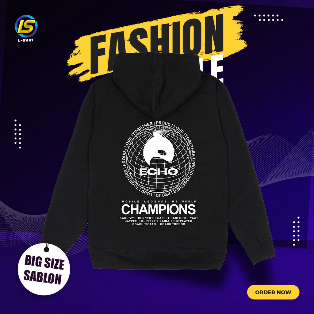 HOODIE ECHO PH TERBARU M4 WORLD CHAMPIONSHIP RRQ EVOS ONIC BTR ECHO ALTER EGO BIG SIZE S M L XL 2XL 