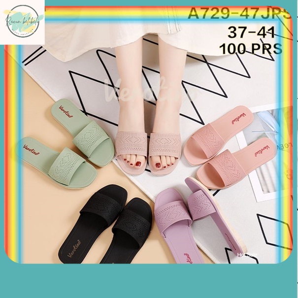 Sepatu Sandal Terbaru / A729-47J Sandal Selop Karet Jelly Wanita Verotino Sendal Slop Cewek Motif Ra