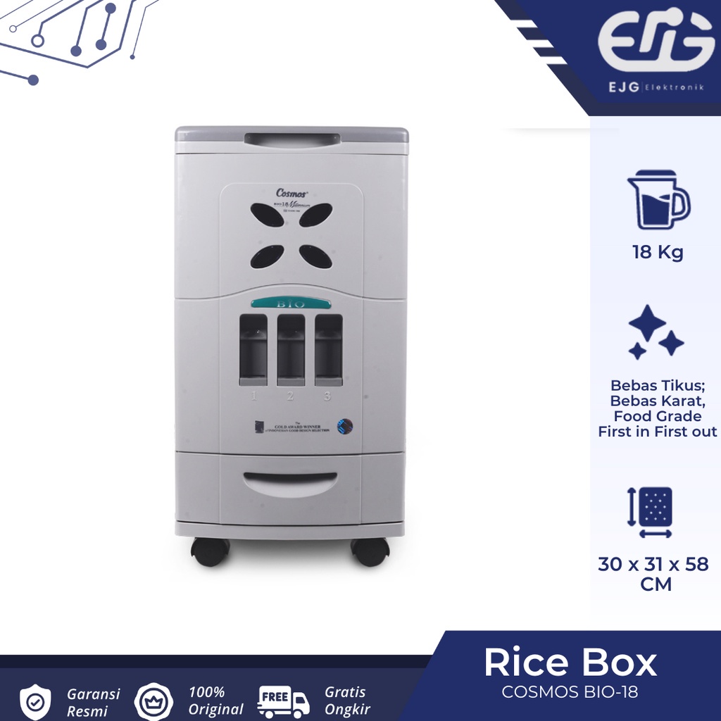 Rice Box Cosmos BIO 18 TP Tempat Penyimpanan Beras Cosmos 18 KG