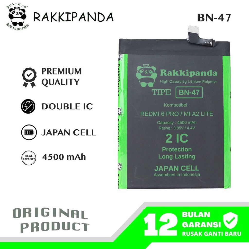 [ R/K BN47 ]- BATTERY XIOMI RakkiPanda - BN47 Redmi 6 Pro / Mi A2 Lite Batre Batrai Baterai