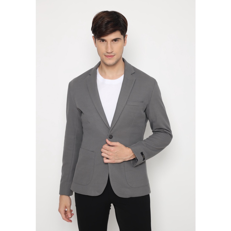JOBB Bingham Blazer Pria Slim Fit Abu-Abu