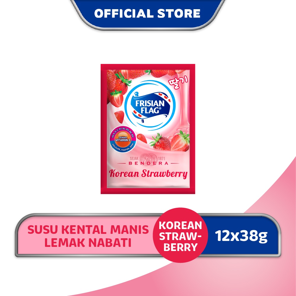 

Frisian Flag Bendera Kental Manis Korean Strawberry Sachet 38g (12pcs)