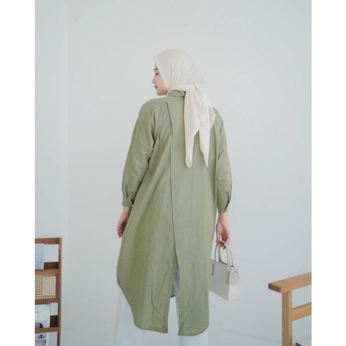 best -Kemeja Wanita Linen Dwyne Tunik - Fuchsia