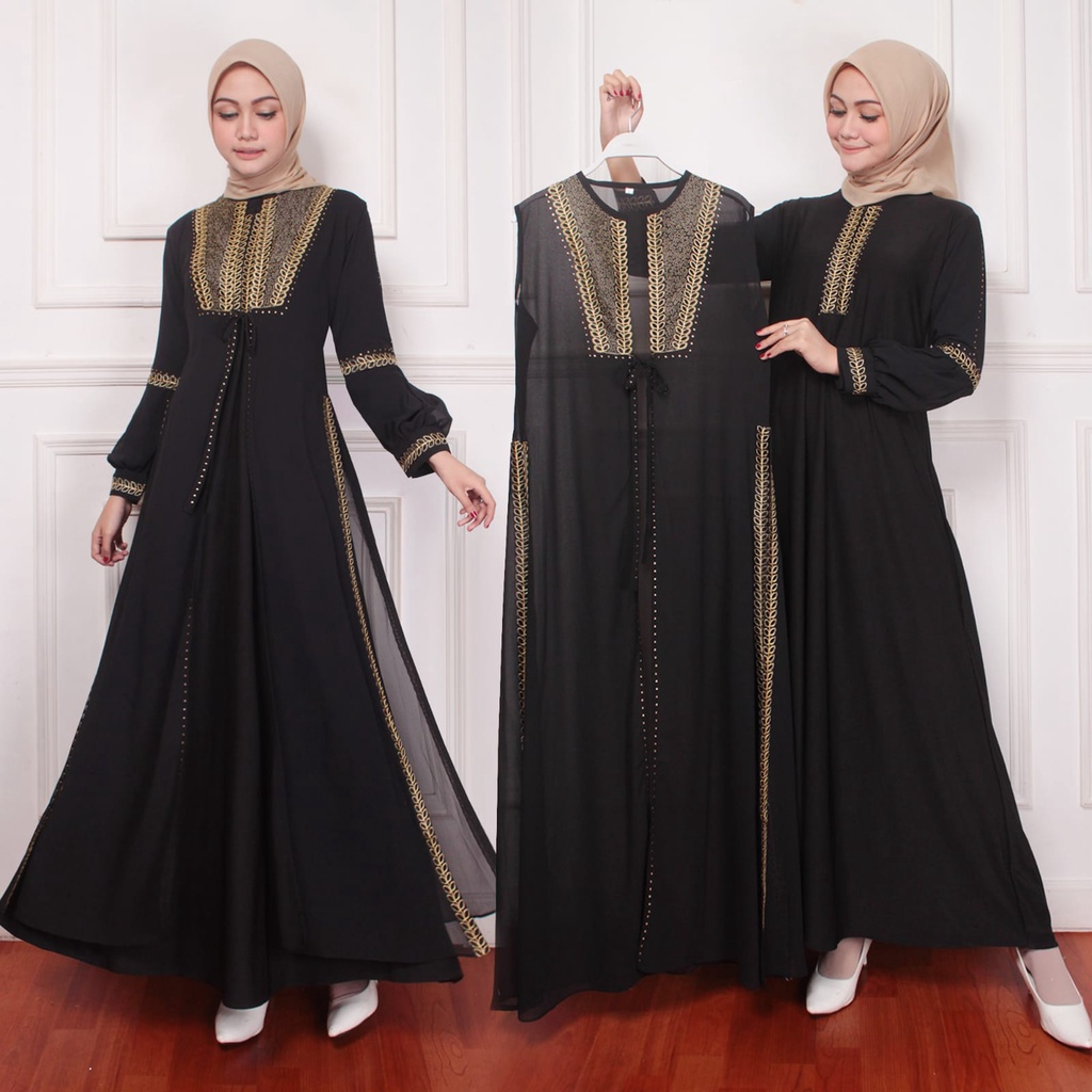Diskon Terbatas - LARRISSA - Gamis Abaya Turkey / Baju Muslim / Gamis Kekinian / Gamis Model Terbaru