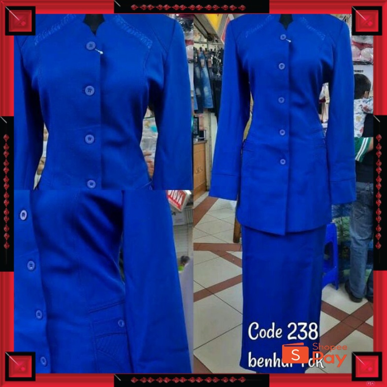 12.12 SERAGAM SALE / Setelan Blazer Wanita warna BENHUR / BIRU ELEKTRIK || seragam kerja wanita