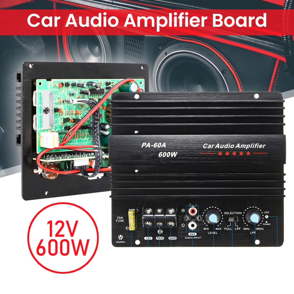 Kit Power Monoblock Basstube Car Audio Amplifier Board Bass Subwoofer 600W - PA-60A - 7RSKCJBK