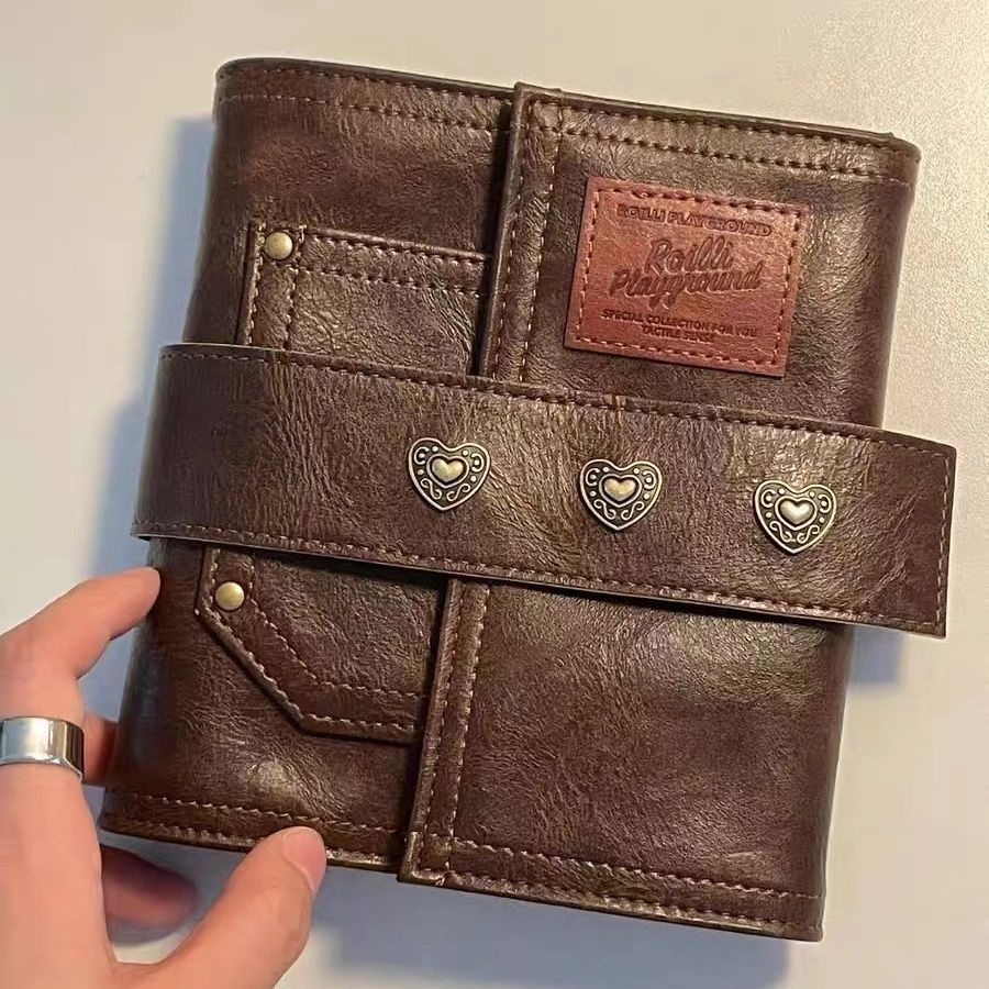 

Retro leather ledger, antique PU loose leaf, high aesthetic buckle notebook