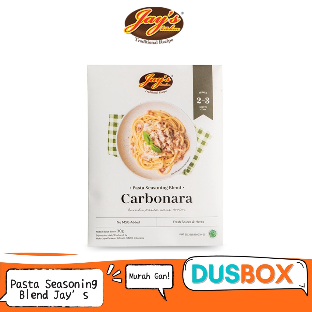 

Jays Carbonara Pasta Seasoning Blend / Jays Pasta Seasoning Blend / Carbonara Pasta / Saos Bolognese / Saus Spaghetti / Bolognese Sauce / Saos Spageti Bolognese / Bumbu Pasta Spaghetti / Bumbu Spaghetti / Bumbu Instan