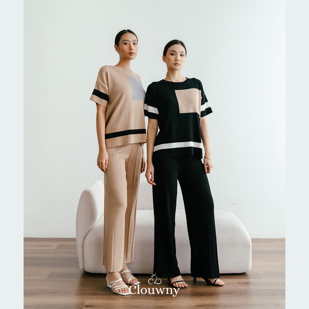 Clouwny Zico Set Setelan Baju Celana Panjang Highwaist Wanita Premium Knitt Best Seller