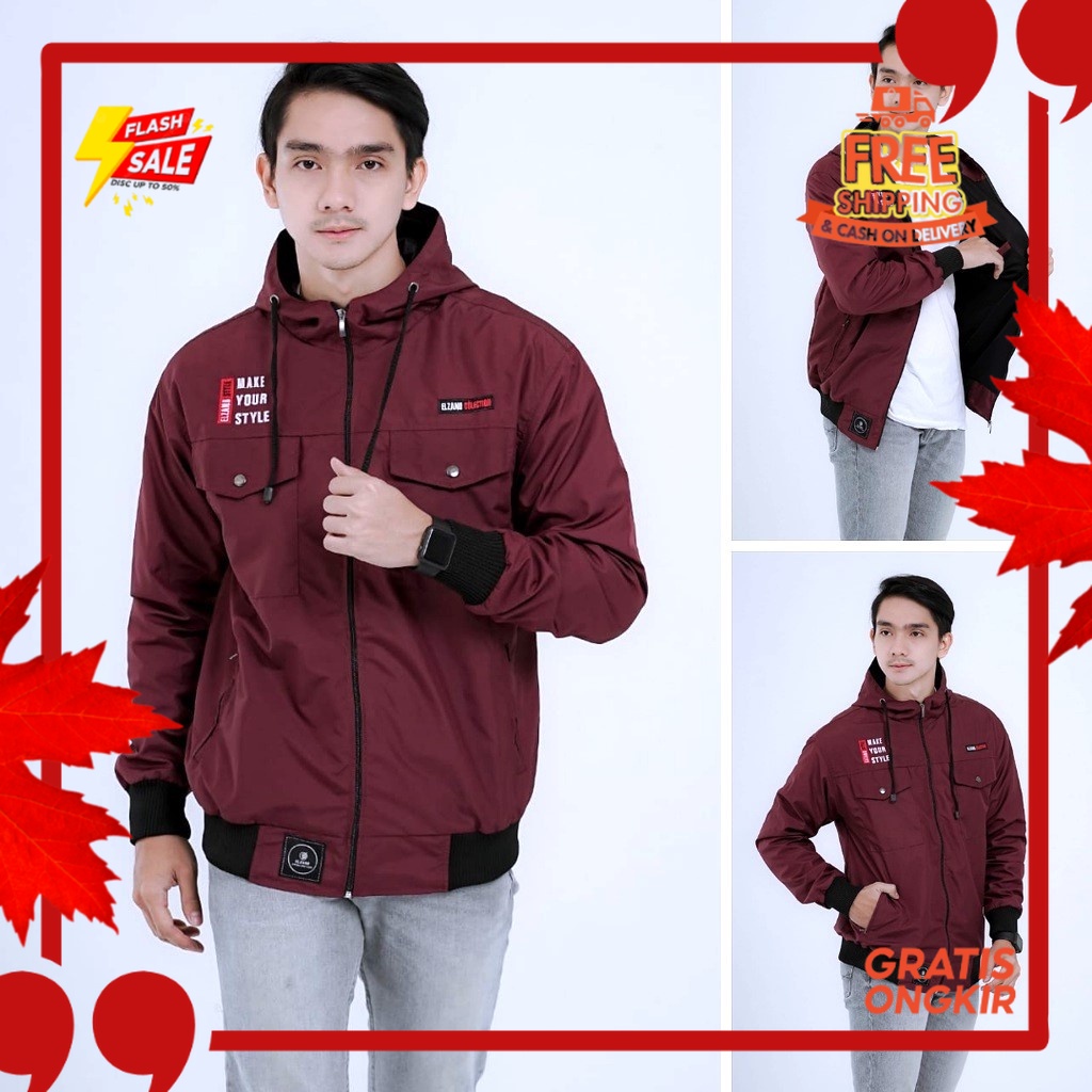 OUTFIT JKT48 TERBARU NEW ERA //Jaket pria IKC 002 distro cbr six Bandung hoodie dua sisi bolak balik