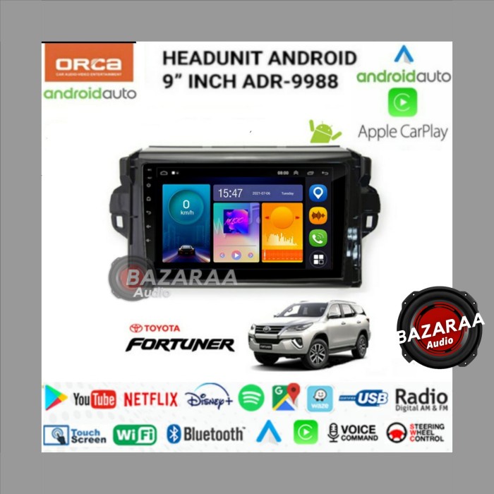Head Unit Android Orca 9 Inch Fortuner 2015 New Standard
