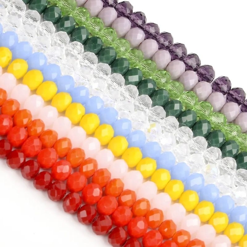Manik Kristal Ceko 4Mm 8Mm Doff Bening kerjinan tangan gelang dan kalung