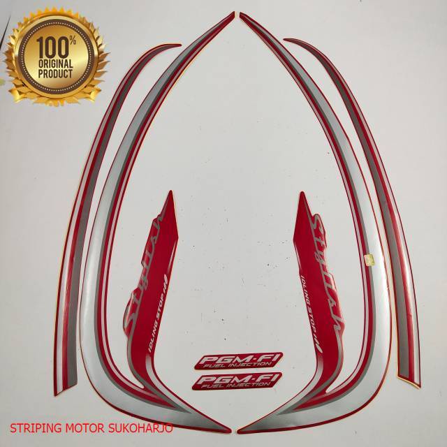 (ORI) striping honda scoopy stylish 2016 idling stop    merah kualitas original