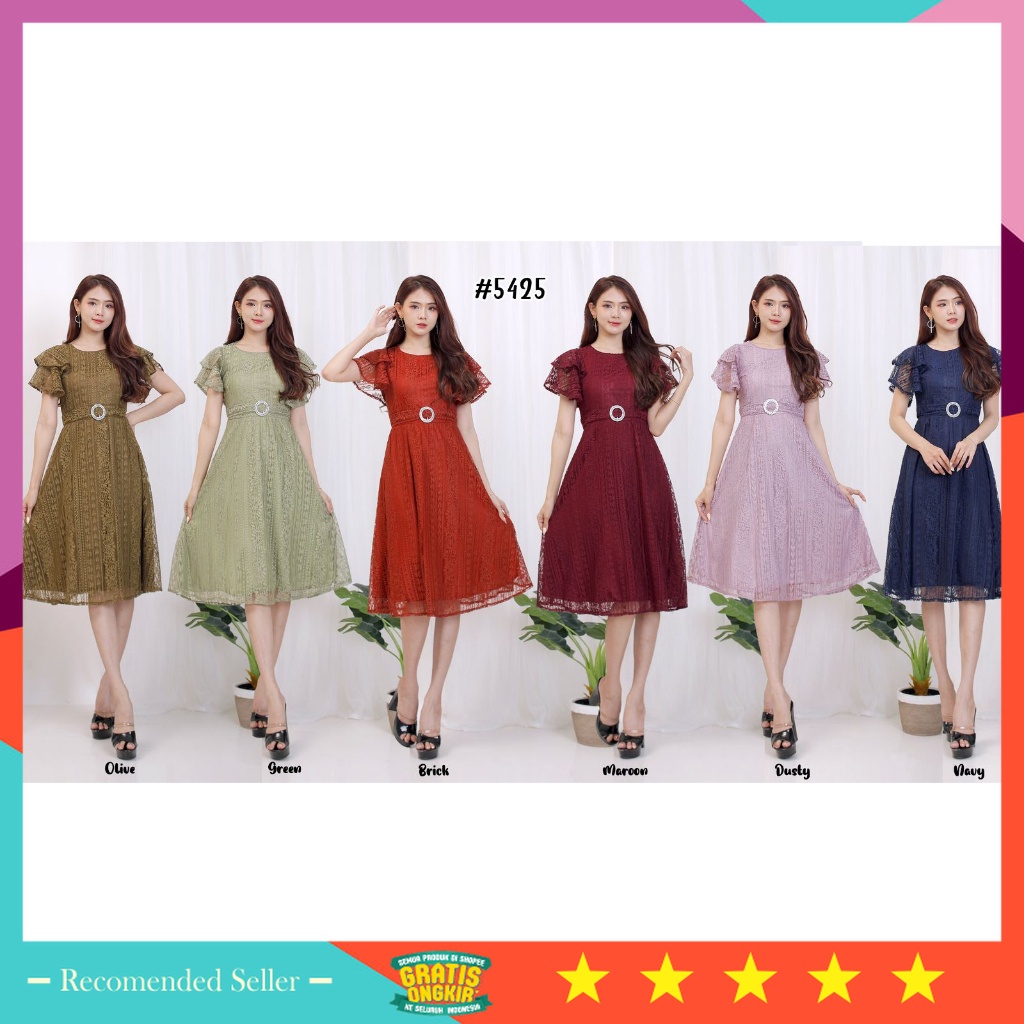 Baju Lebaran Natal Dress Murah Wanita Korean Style Keren - kathryn collection, 5413 # Dress Natasya 