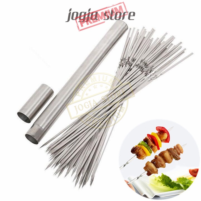 Tabung Tusuk Sate 35cm Tempat Penyimpanan Alat Tusuk Sate Panggang BBQ Stainless