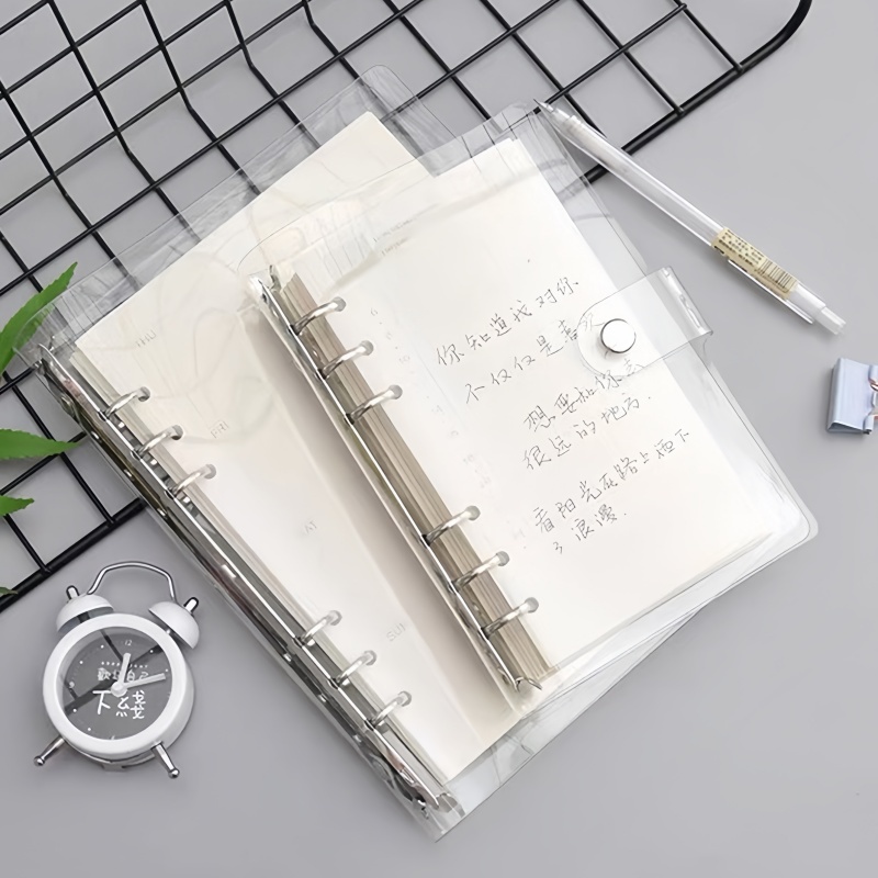 

Binder Note 6-Ring Loose-Leaf Clear Soft PVC Binder Clip Notebook Cover Planner Folder /A6 /A5Clear Soft PVC Notebook Binder Cover Planner - YuanYuan Mall