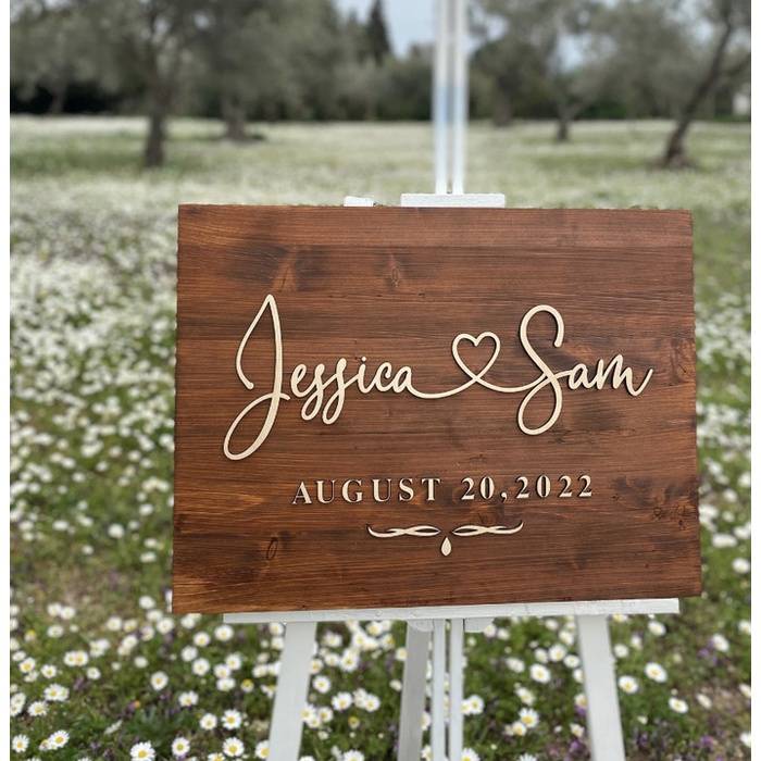 Custom Welcome Sign Kayu | Welcome Sign Wedding Dekorasi Engagement