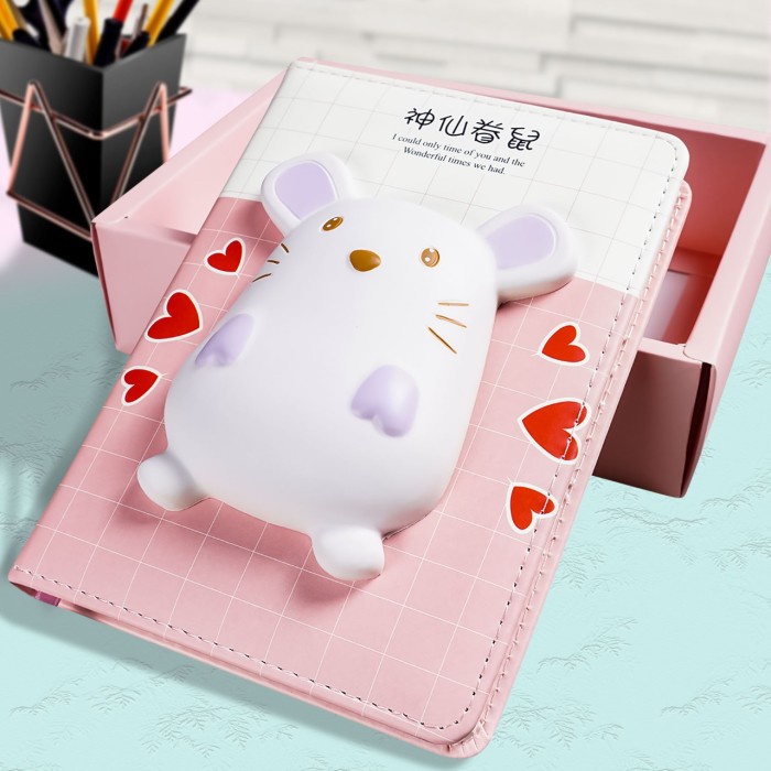 

Notebook Squishy Diary lucu / Agenda jurnal planner / Buku tulis MOUSE - Pink