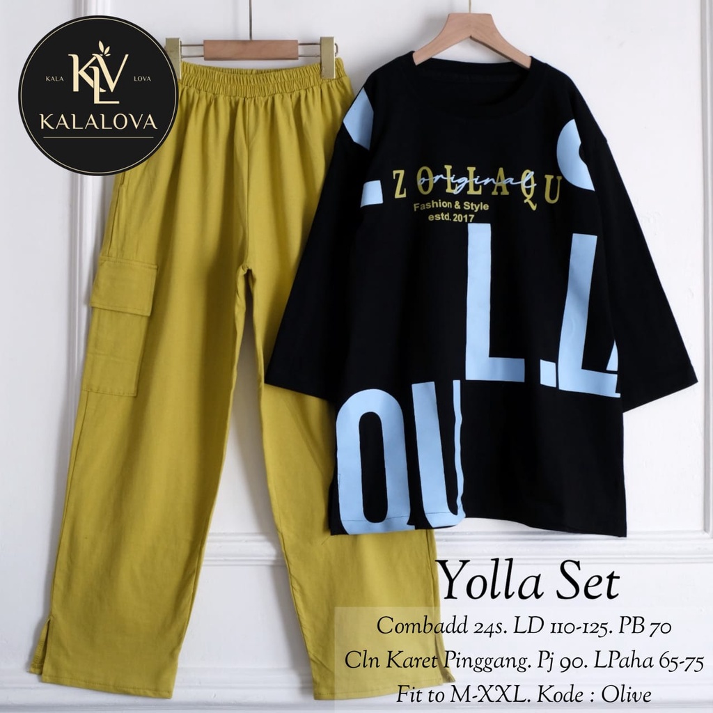 Setelan wanita jumbo Yolla/ setelan wanita jumbo/ setelan wanita casual/ set olah raga wanita/baju k
