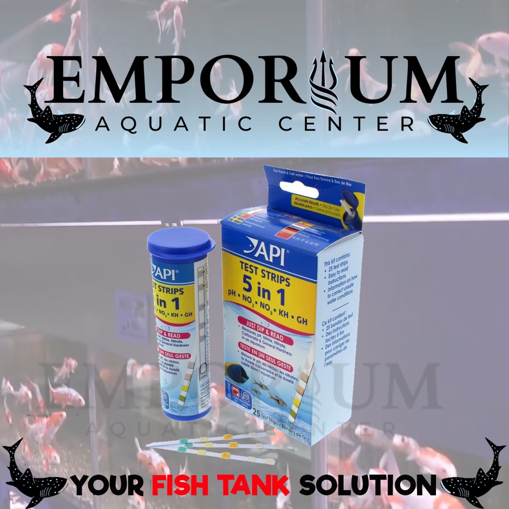 Test Kit Parameter Air Aquarium / Kolam ikan - API 5 in 1 Test Strips - Emporium Fish