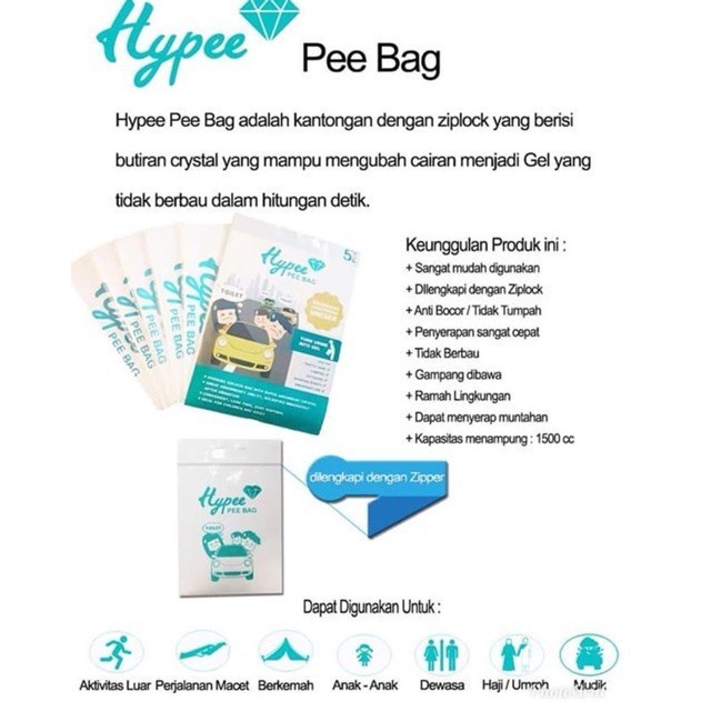 Hypee Pee Bag Kantong Pipis jadi gel / kantong urine / kantung pipis