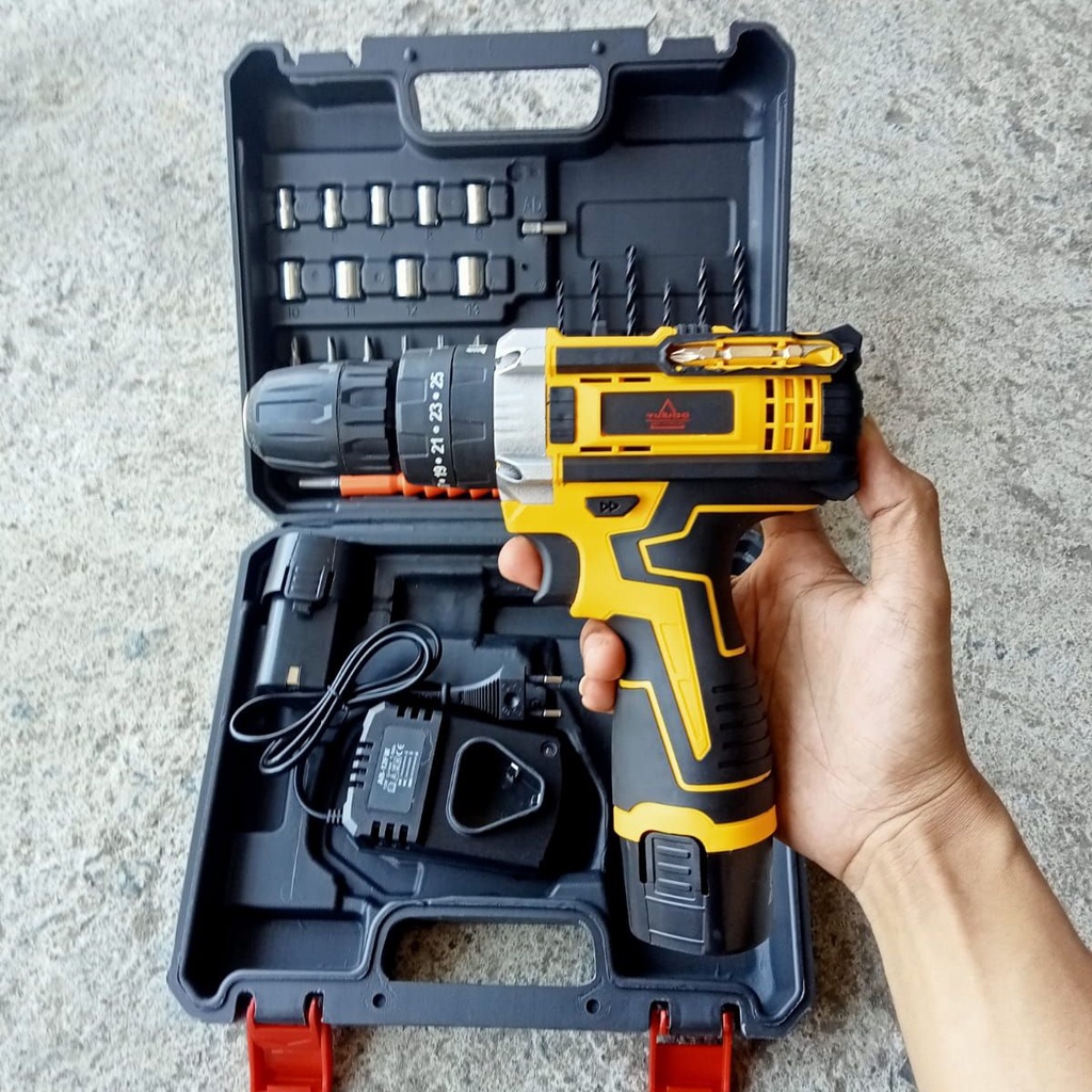 Cordless drill 12V 2 baterei Yukido Pro bor baterai batre 10 mm Makita Maktec Modern