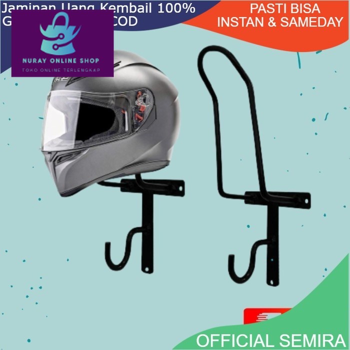 NEW MODEL GANTUNGAN HELM / RAK GANTUNG JAKET DAN HELM / RAK HELM - BESI 6 MM, Belumdicat