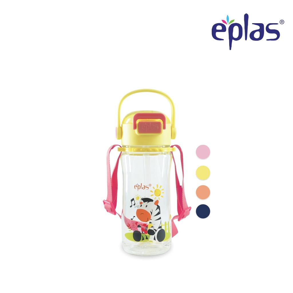 EPLAS Kids Botol Minum Anak Tritan, Tombol Tekan, Sedotan, Strip Dapat Dilepas, Bebas BPA (580ml) EGBR-580