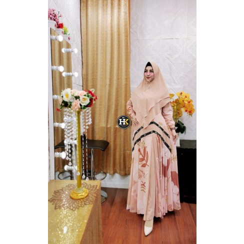 Rosella Syar'i Printing ORI by HK Dermawan / Gamis Set Syar'i / Gamis Pesta / Gamis Mewah / Baju Syar'i Terbaru / Fashion Branded Muslimah