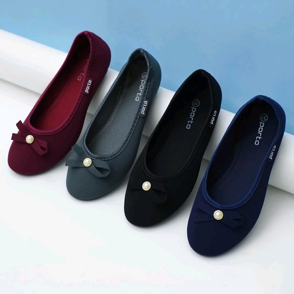 Porto Sepatu Wanita Flatshoes Kain Elastis Balet BA201L Karet