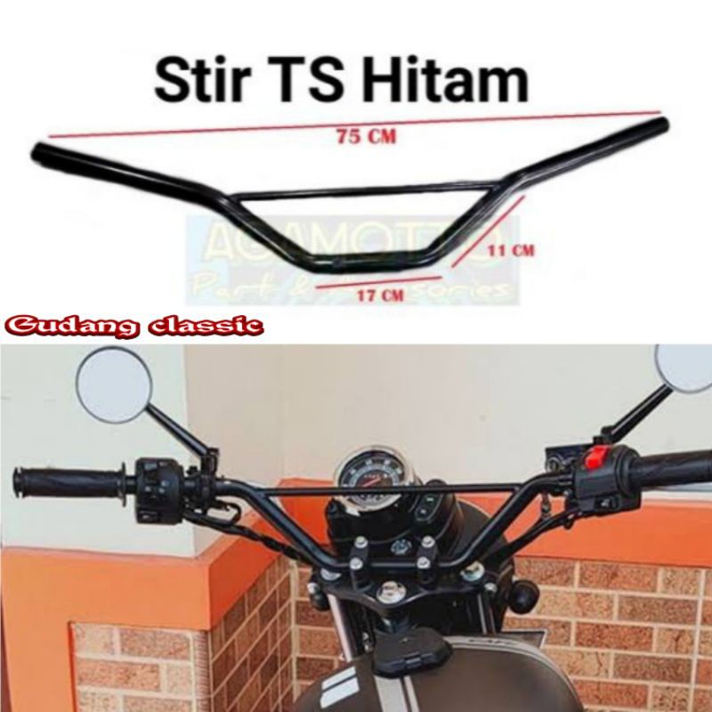 Stang Trail TS 125 Stir Palang Trail Vintage DT YT Tracker Scramble KLX Universal Hitam Siver