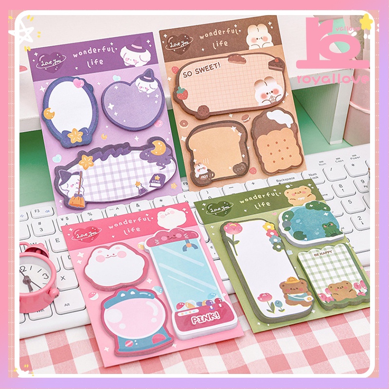 

COD✨Catatan Kombinasi Kartun Ins ，Catatan Kreatif ，Pola Hewan Lucu