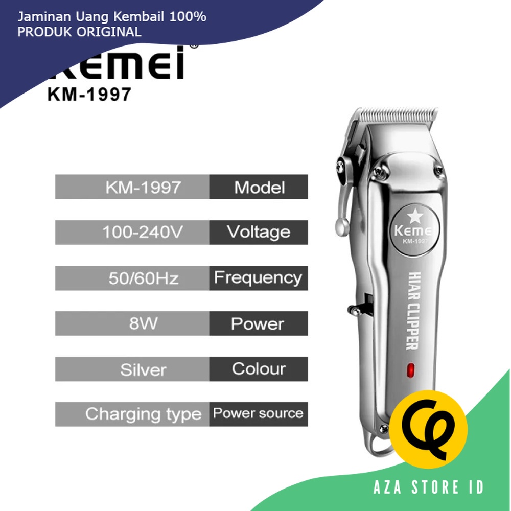 Kemei KM-1997 Mesin Alat Cukur Rambut Cas Elektrik Full Metal Kemei 1997