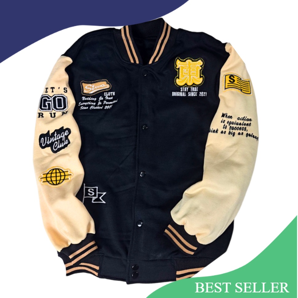 BISA COD /Jaket Varsity Vintage Full Bordir / Jaket Baseball Varsity Pria Wanita Jaket Baseball Vars
