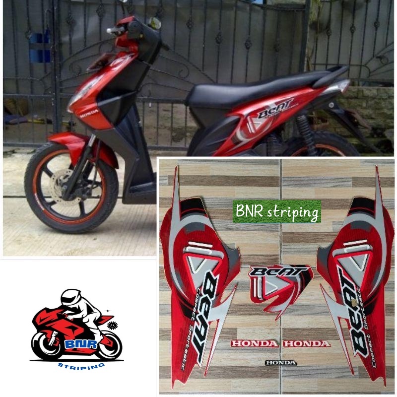 Striping  Honda beat karbu merah tahun 2009 2010 stiker list body untuk beat karbu standart ori pabr