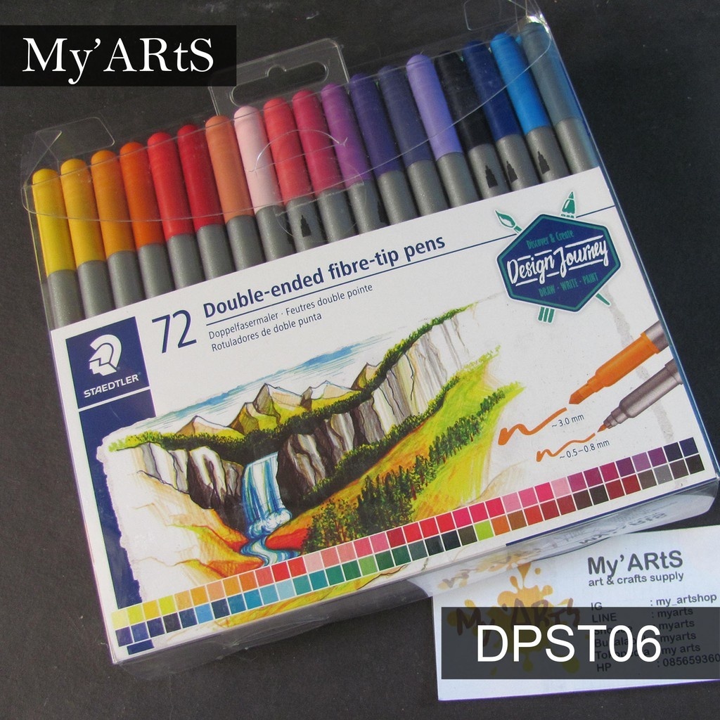 

Staedtler 3200 Double ended Fibre tip Pen 72 Warna Fineliner Pigmen Marker Pena Drawing Pen