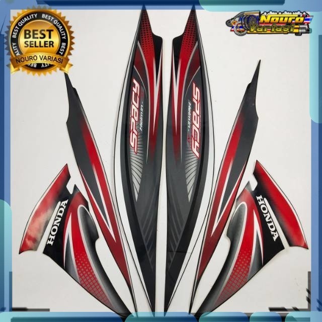 Stiker striping honda spacy karbu 2011 2012 hitam merah  standar bagus