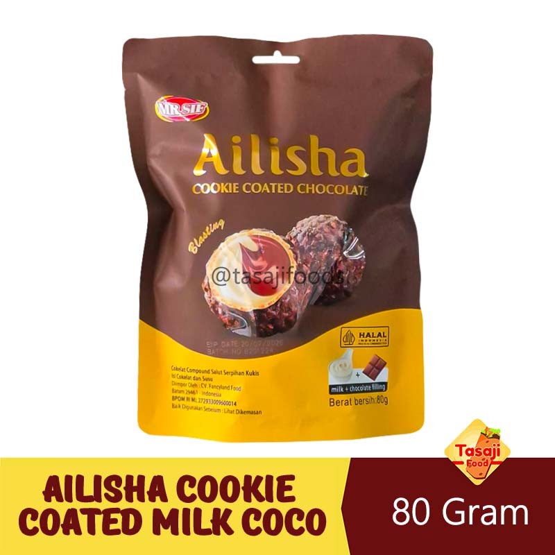 

MR.SIF Ailisha Cookie Coated Chocolate 80g Milk Chocolate Filling