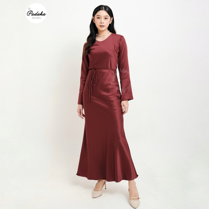 Lebaran Dress Satin Keenan Silk Dress Panjang - Pesta Bridesmaid Kondangan Baju Lebaran Fashion Musl