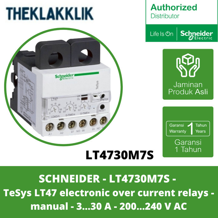 KLAK99 SCHNEIDER - LT4730M7S - TeSys LT47 electronic over current relays - manual - 3...30 A - 200..