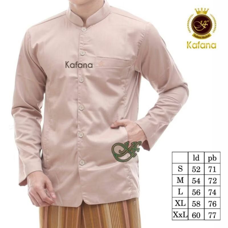 Baju koko Kemeja Sanghai Katun Songket Putih Polos Pria Dewasa Lengan Panjang - Baju koko putih polo
