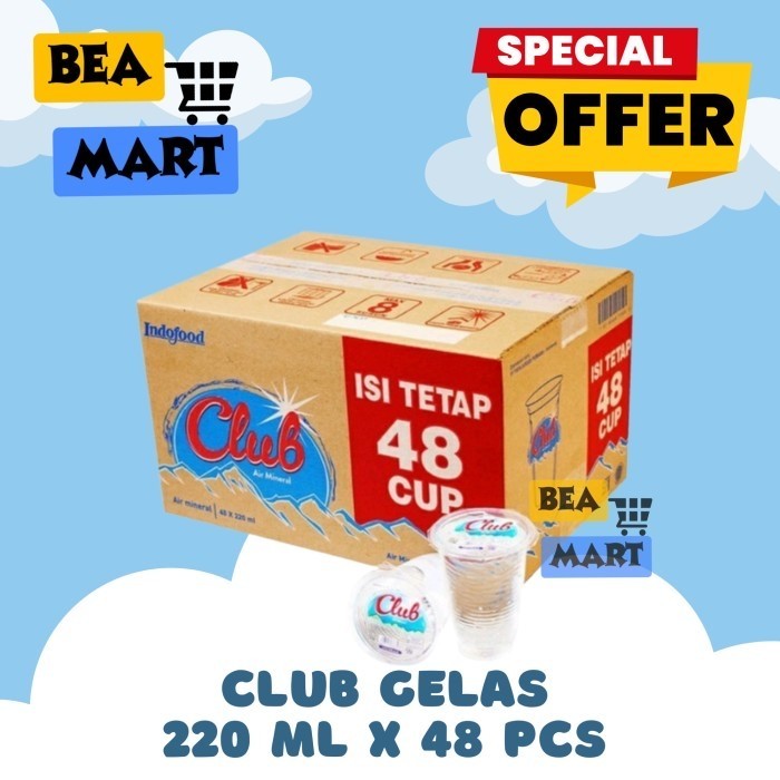 

Club Gelas 220 ml 1 Dus Isi 48 Pcs | Air Mineral Cup 220ml Murah Insta