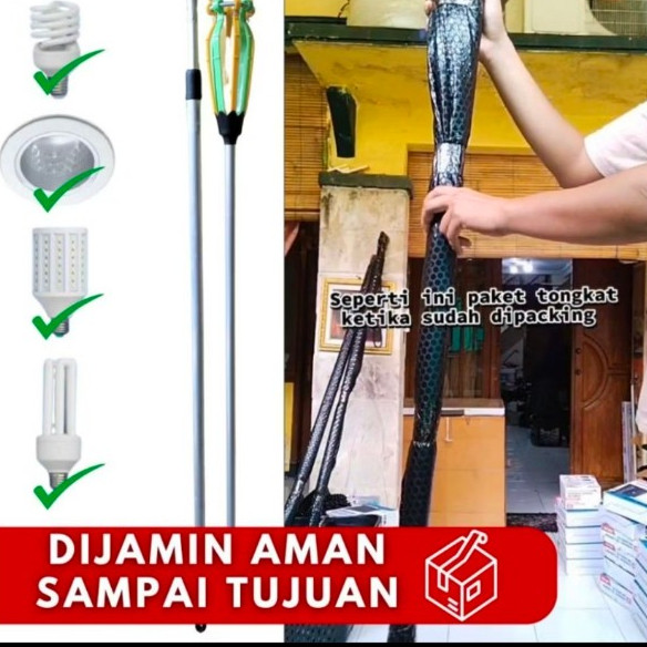ANTI KARAT TONGKAT STIK GALAH ALUMINIUM PASANG / GANTI LAMPU PANJANG 2 METER